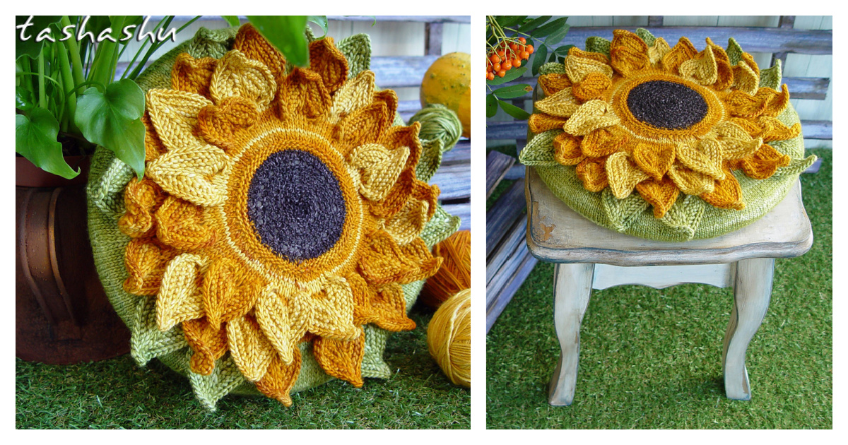Decorative Sunflower Free Knitting Pattern