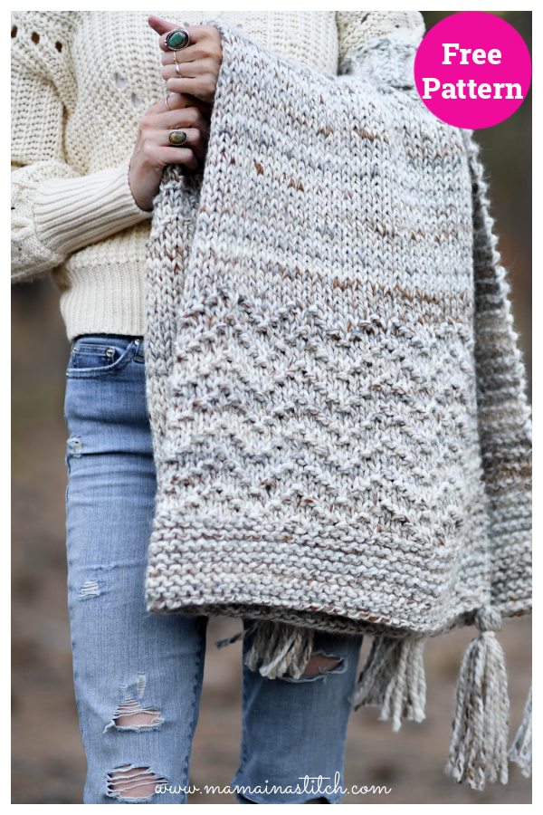 Modern Mountain Throw Blanket Free Knitting Pattern