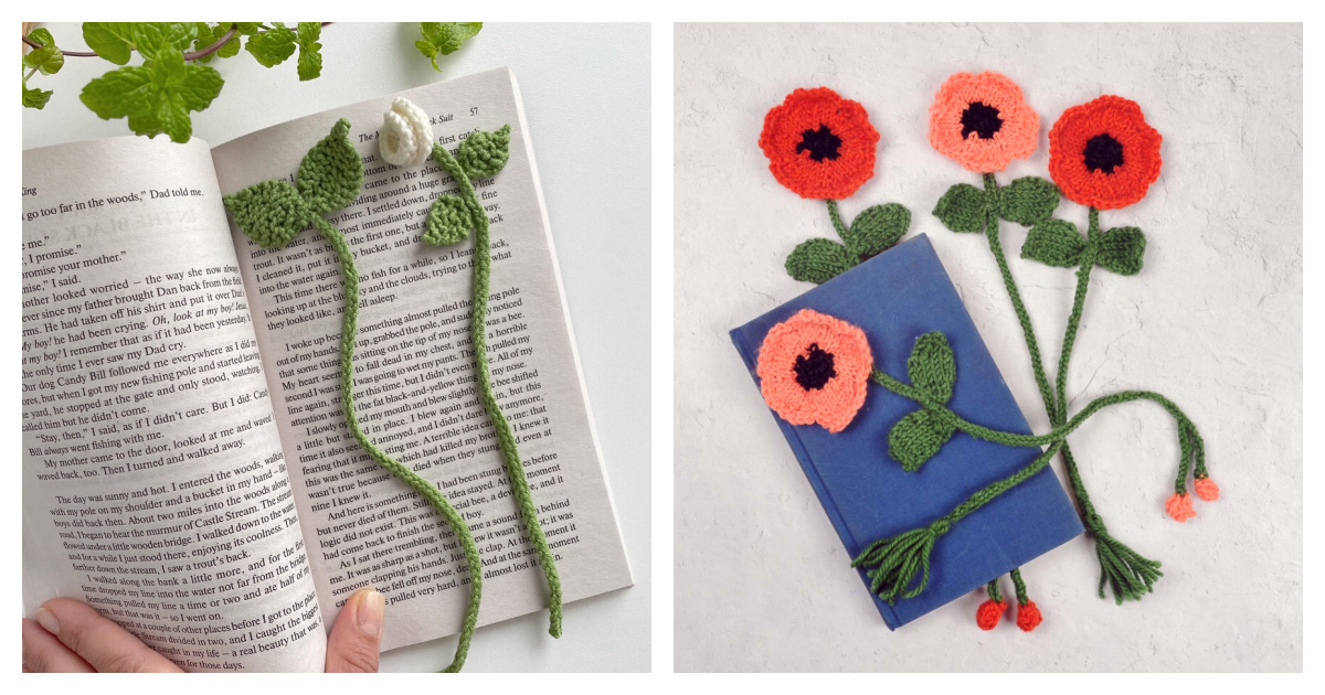 6 Flower Bookmark Knitting Patterns Page 2 of 2