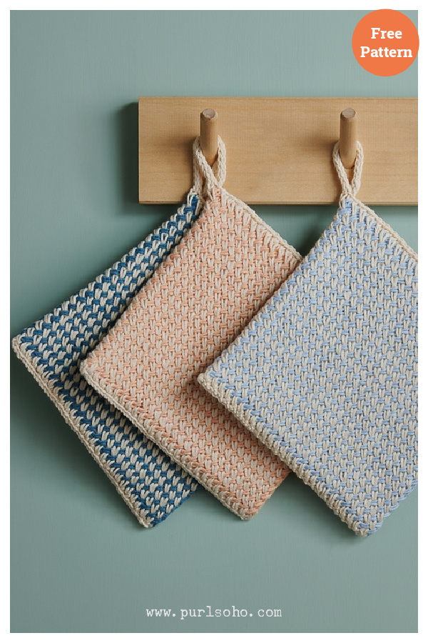 Twill Pot Holder Free Knitting Pattern