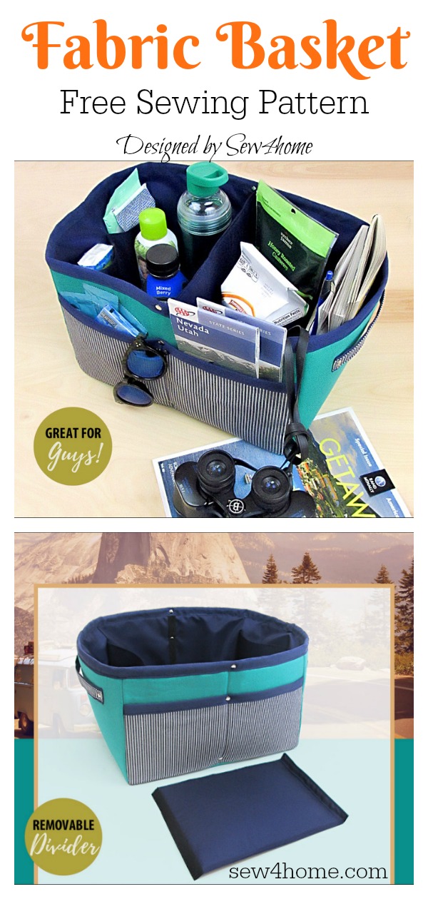 Divided and Structured Fabric Basket Free Sewing Pattern