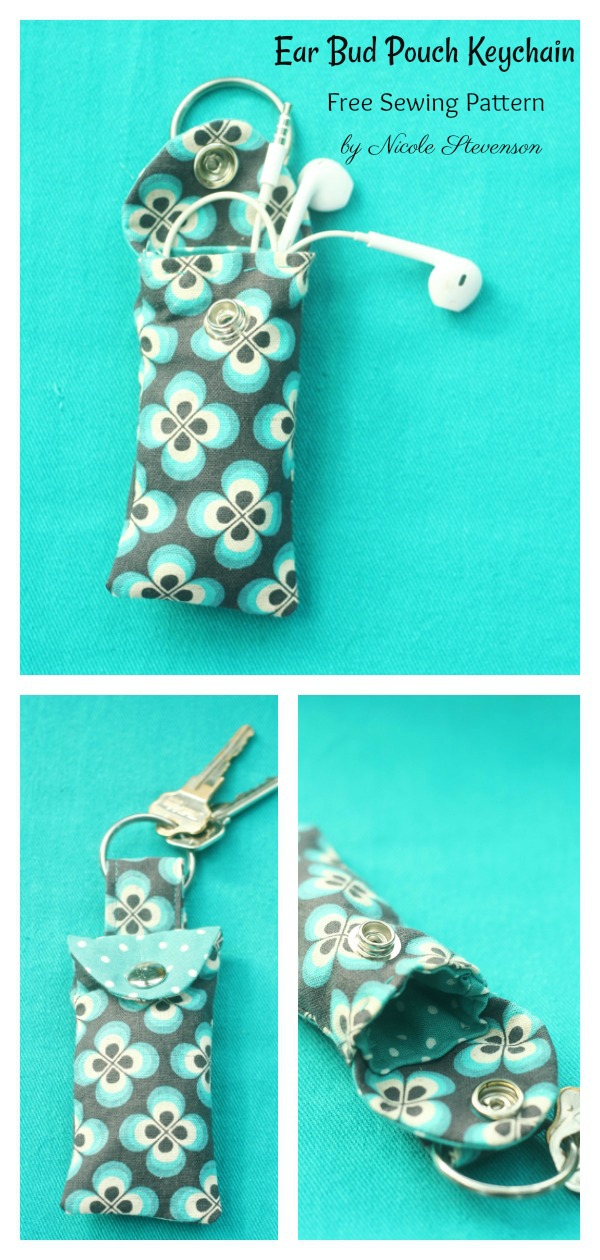 Ear Bud Pouch Keychain Free Sewing Pattern