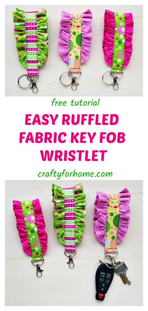 Easy Ruffled Fabric Key Fob Wristlet Free Sewing Pattern