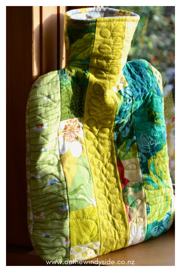 Quilted Hot Water Bottle Cover Free Sewing Pattern