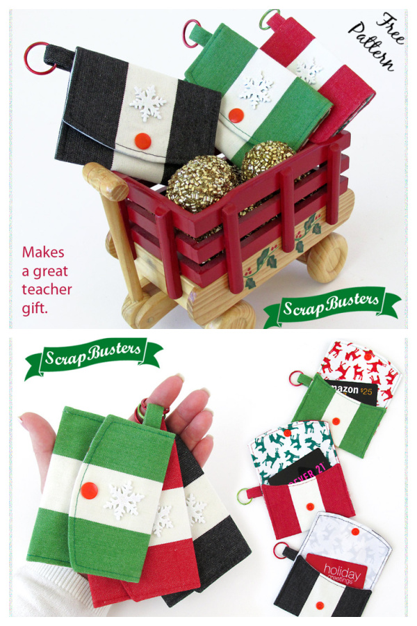 Key Ring Gift Card Cases Free Sewing Pattern