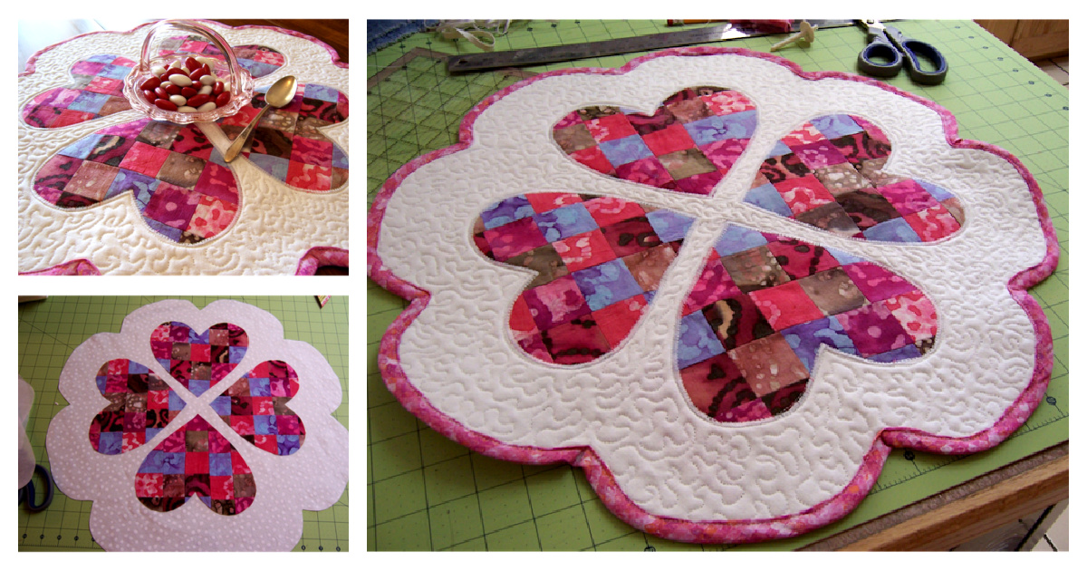 Quilted Valentine's Day Table Mat Free Sewing Pattern