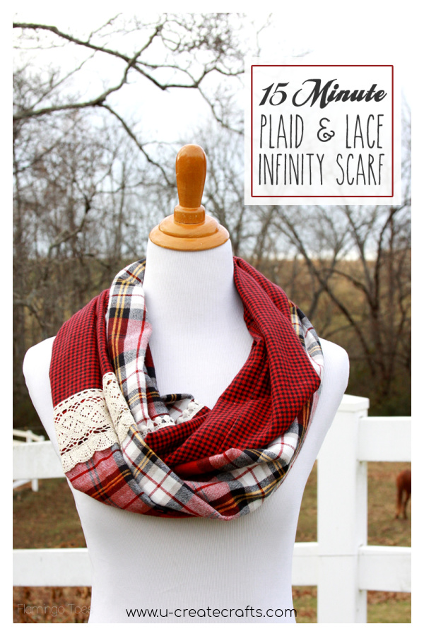 Plaid and Lace Infinity Scarf Free Sewing Pattern