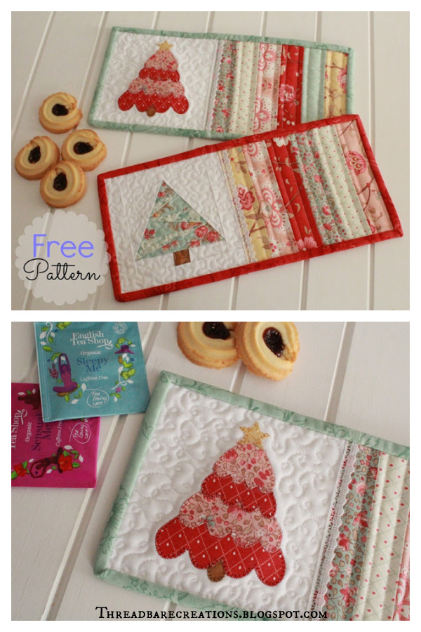 Christmas Mug Rugs Free Sewing Pattern