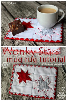 2023 Christmas Sewing Patterns Wonky Stars Christmas Mug Rug Free Sewing Pattern