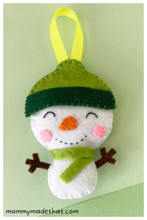 Felt Snowman Ornament Free Sewing Pattern