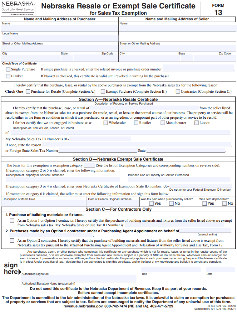 How To Get A Nebraska Resale Certificate StartUp 101