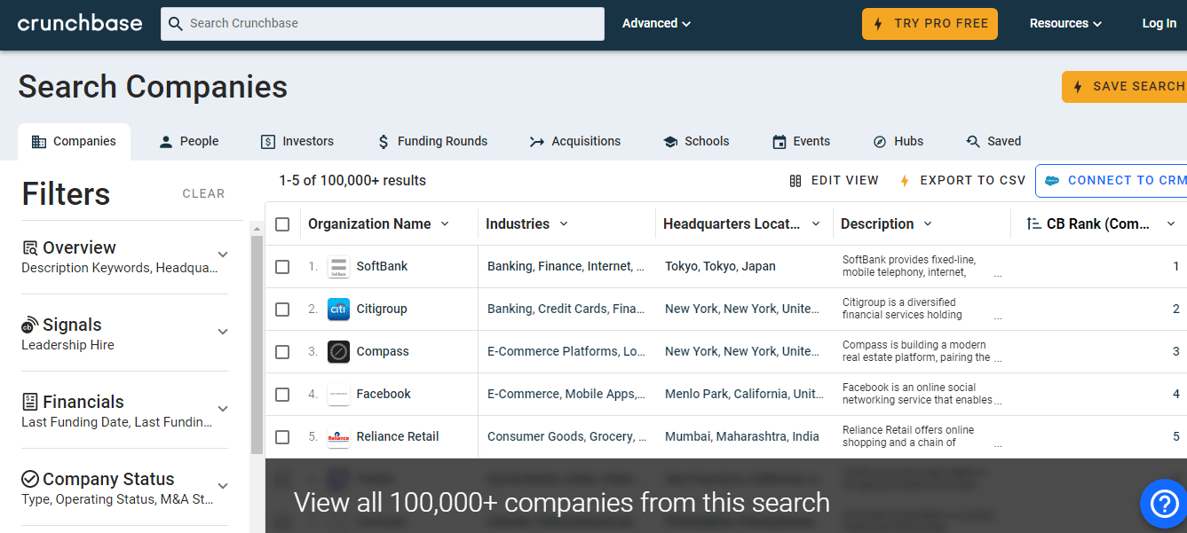 CrunchBase Startup Stash