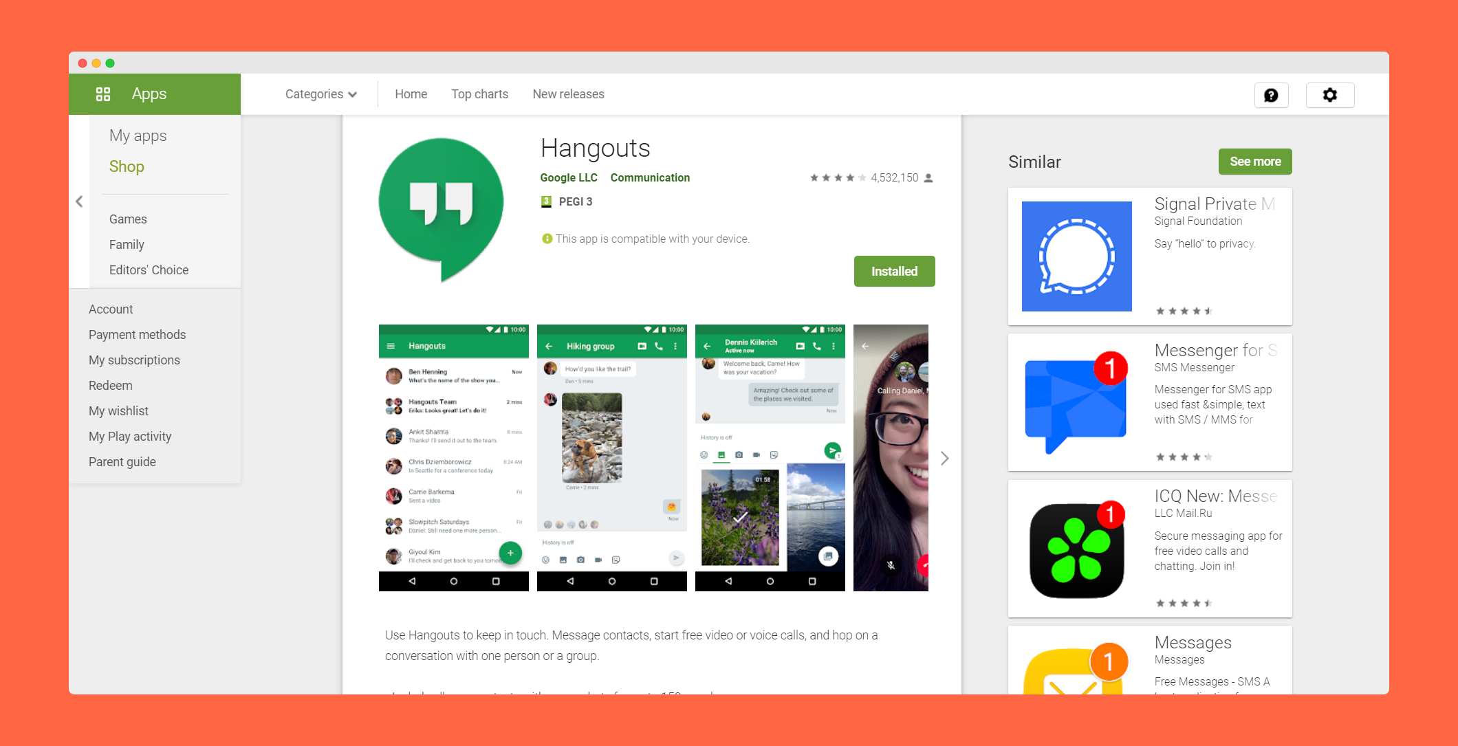 Google Hangouts Startup Stash