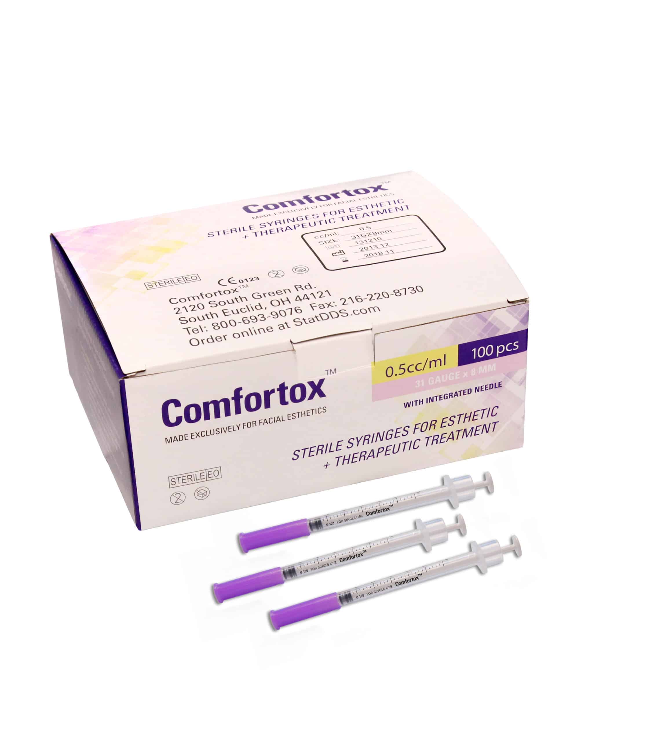 Comfortox .5 CC 31G X 8 MM 100 Syringes STATDDS