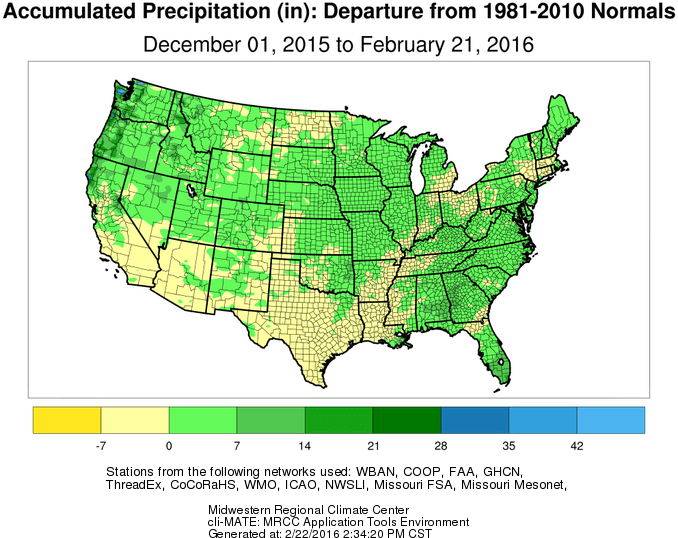 Winter Warmer/Wetter Than Average for Most of US Illinois State