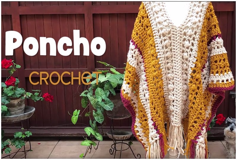 Easy Chunky Poncho Two Rectangles Free Crochet Pattern and Tutorial