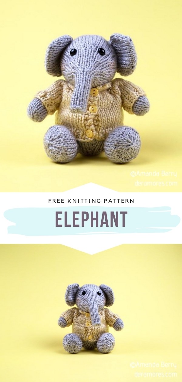 Sweet and Tiny Knitted Elephants with Free Patterns