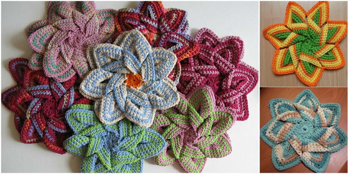 Crochet Flowers Hot Pad [Free Written Pattern]
