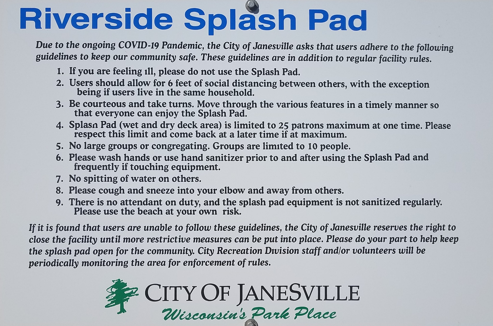 Riverside Park Splash Pad Janesville Stateline Kids