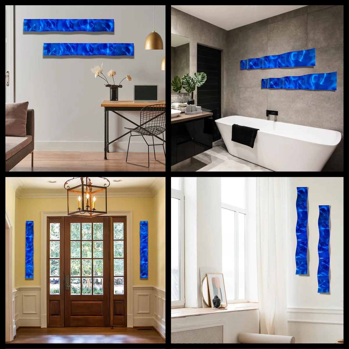 Blue Abstract Metal Wall Accent Sculpture by Jon Allen 46.5" x 6