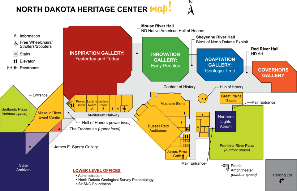 How were public areas named? North Dakota Heritage Center & State Museum