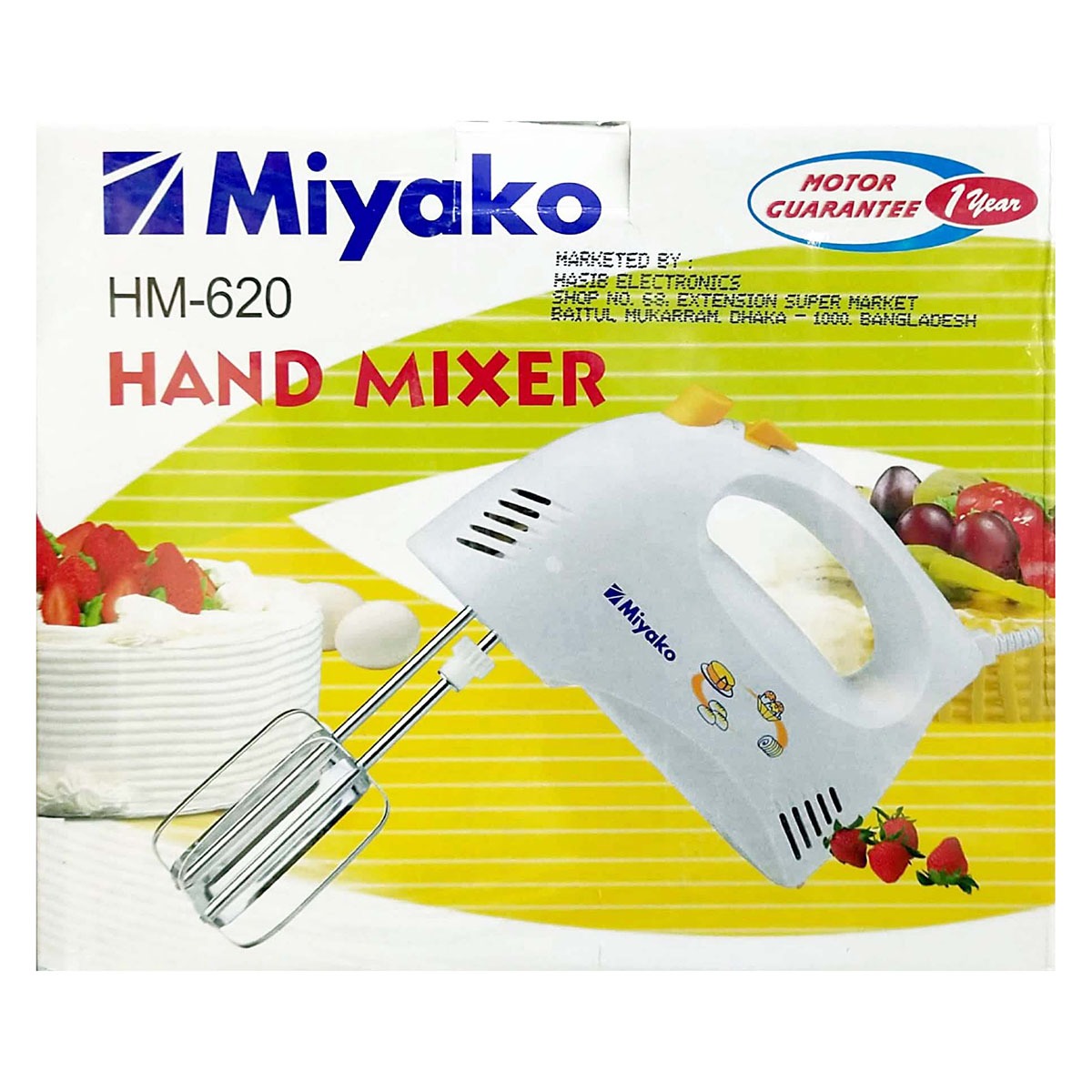 Miyako Electric Egg Beater and Hand Mixer HM620 White