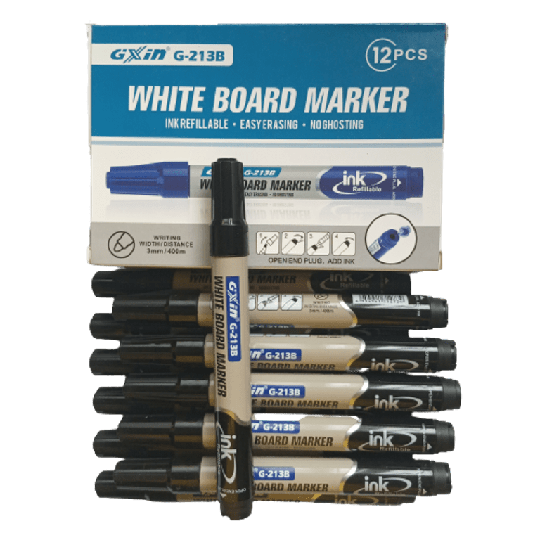 Write and Draw with GXin G213B Black Refillable Whiteboard Marker Pen