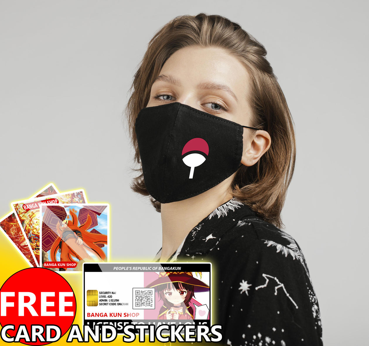 Uchiha Face Mask Anime Naruto Sasuke Itachi Black Cotton Mask Cosplay