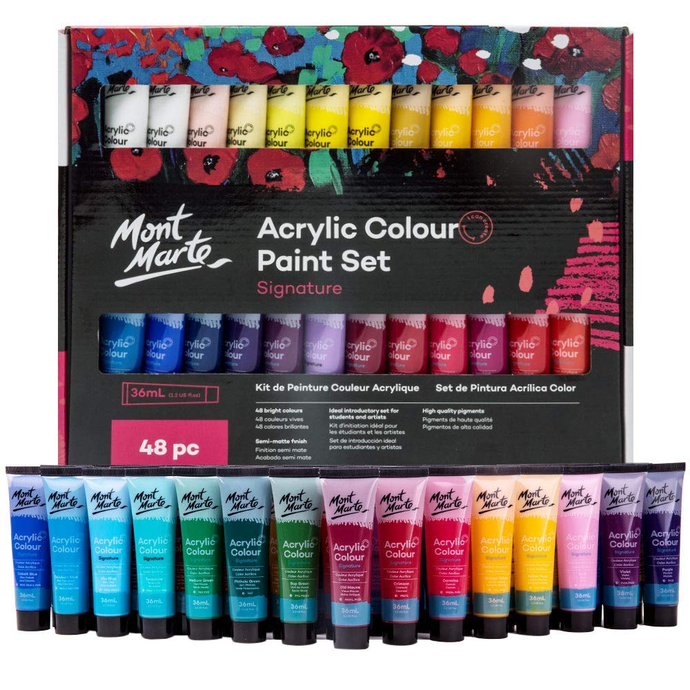 Mont of Marte Acrylic Paint Set 18/24/36/48 Colours 36ml, Perfect for