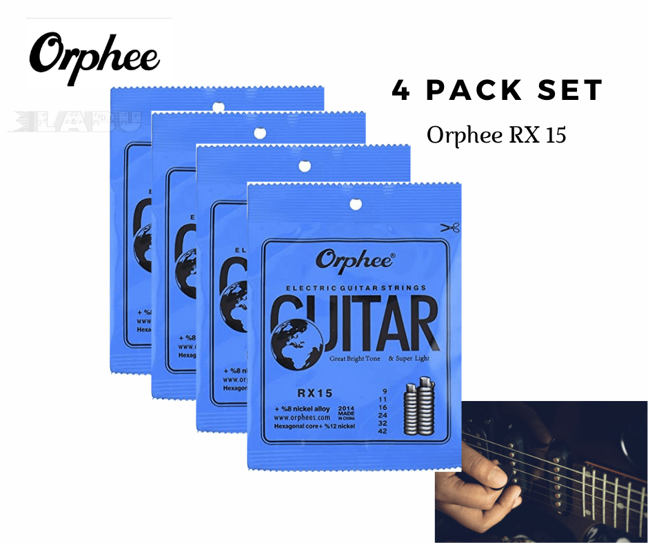 OrpheeRX 15 Guitar Strings for Electric Guitars 4 Pack Set