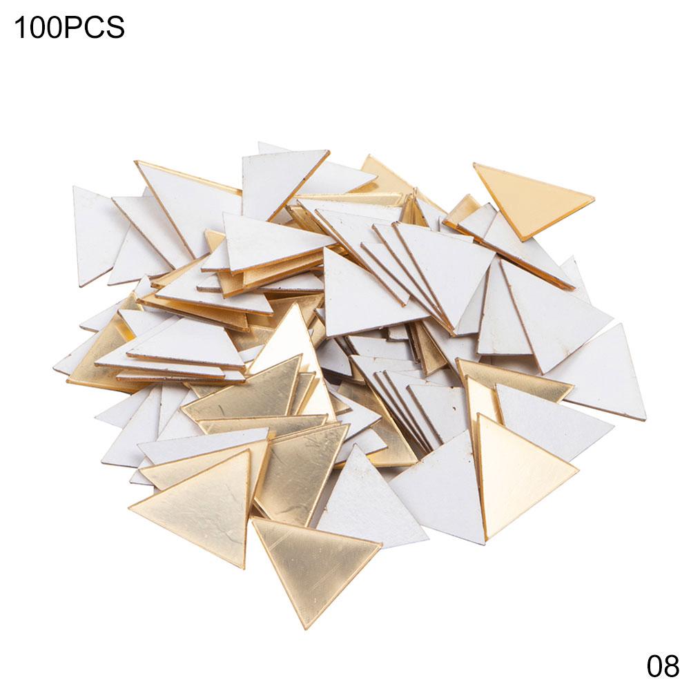 100pcs 3D Acrylic Mirror Wall Stickers Heart/Circle/Triangle Shape DIY
