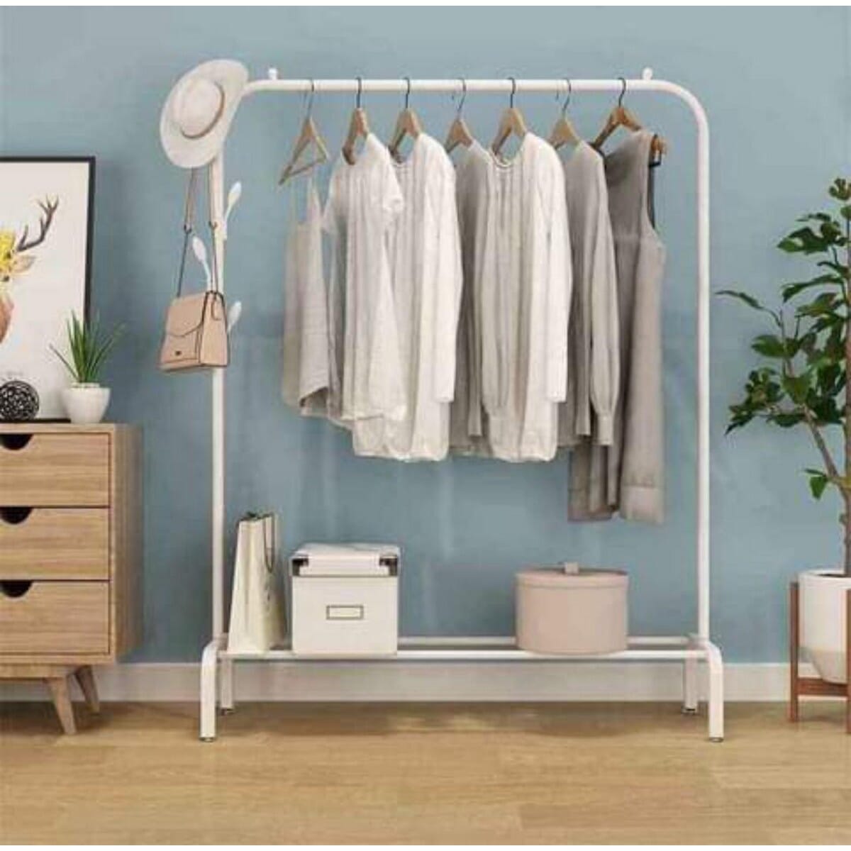 Coat Rack/Clothes Hanger Stand, Full Body Iron with Side hooks and