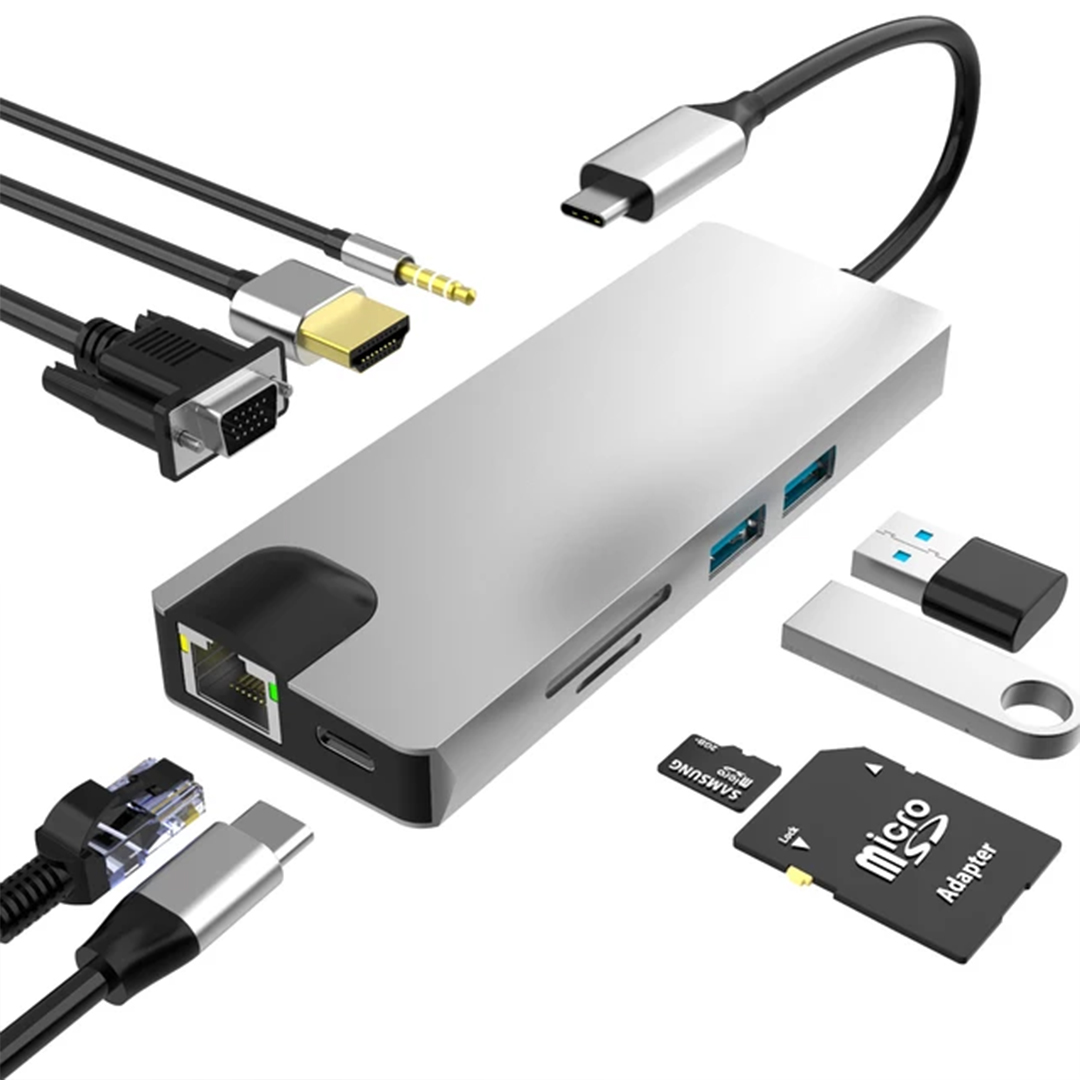 9 in 1 USB C Hub Laptop Docking Stations USB 3.0