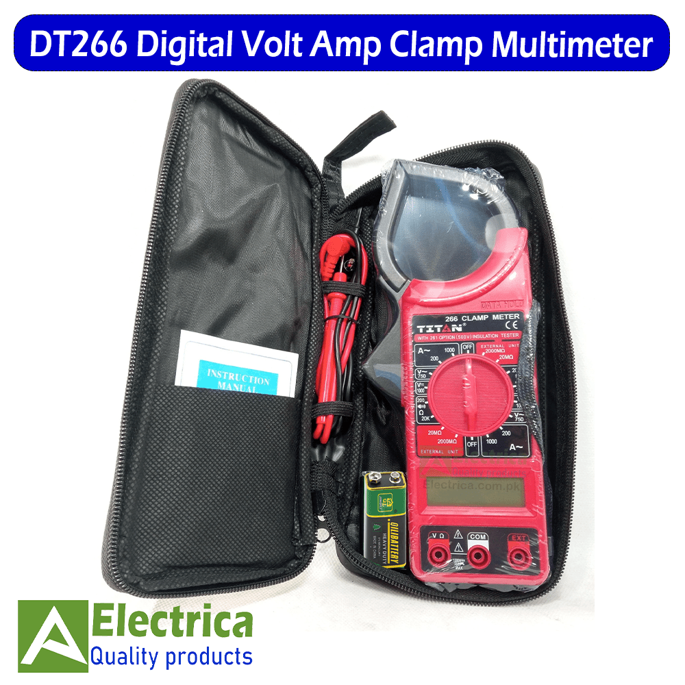 DT266 Digital Clamp Multimeter Volt Amp Resistance Buzzer Tester Meter