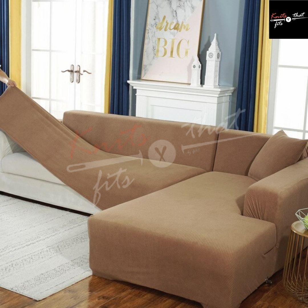 7 Seater L Shape Sofa Cover 3 Pieces 3+3+Corner Set Cotton Jersey