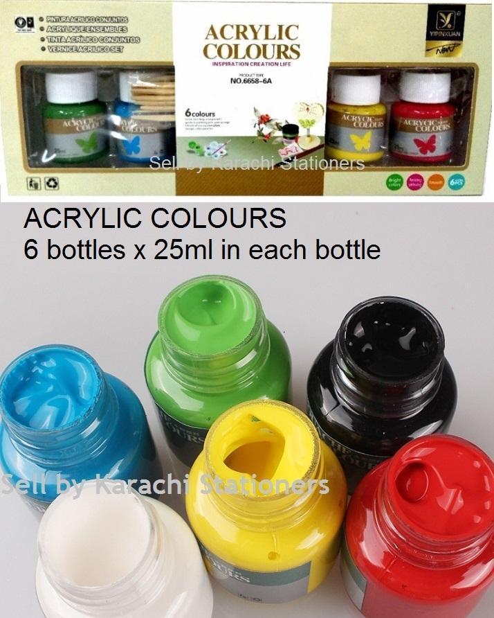 Acrylic Painting Colors 6 Basic Colour Acrylic Paint In Bottle 25ml