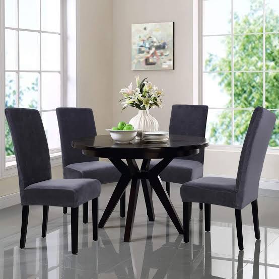 6 Dining Chair Cover Set Elastic Fitted Solid Color Jersey Cover