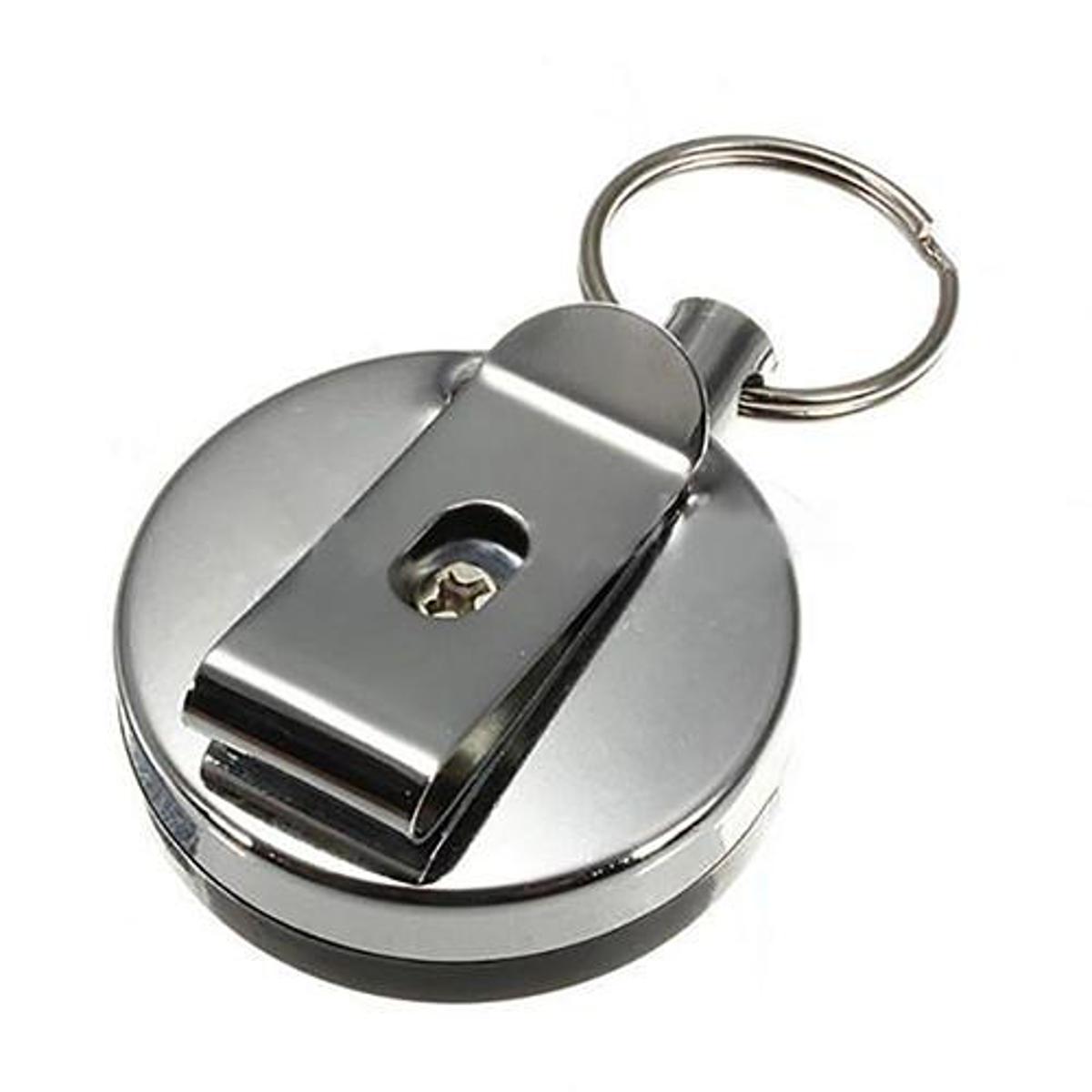 Stainless Steel Retractable Key Recoil Ring Pull Key Chain Belt Clip
