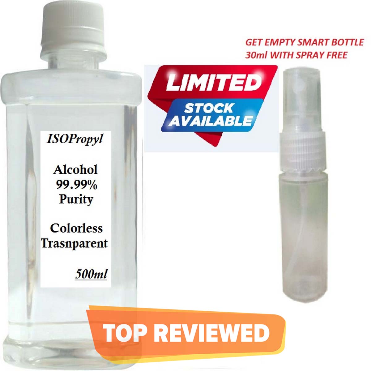 Alcohol (isopropyl Alcohol) 99.99 Reality (500ml With 30ml Spray