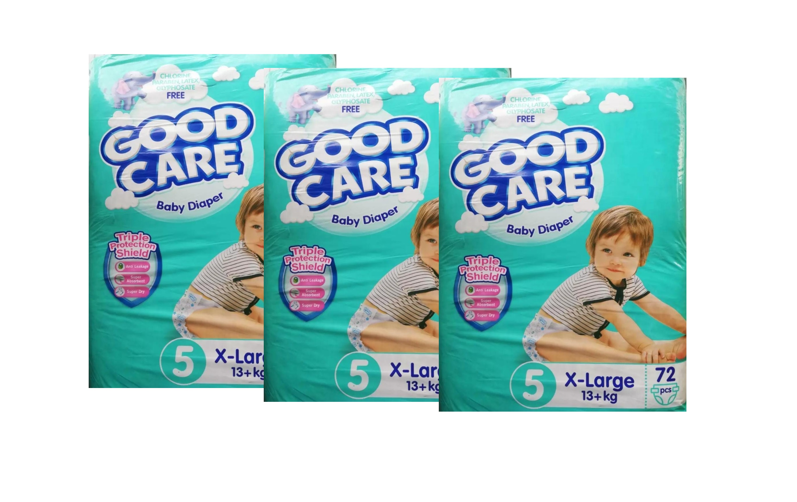 Pack Of 3 Good Care Baby Diapers Size 5 Xl / Junior 72 Pcs ( 13+ Kg