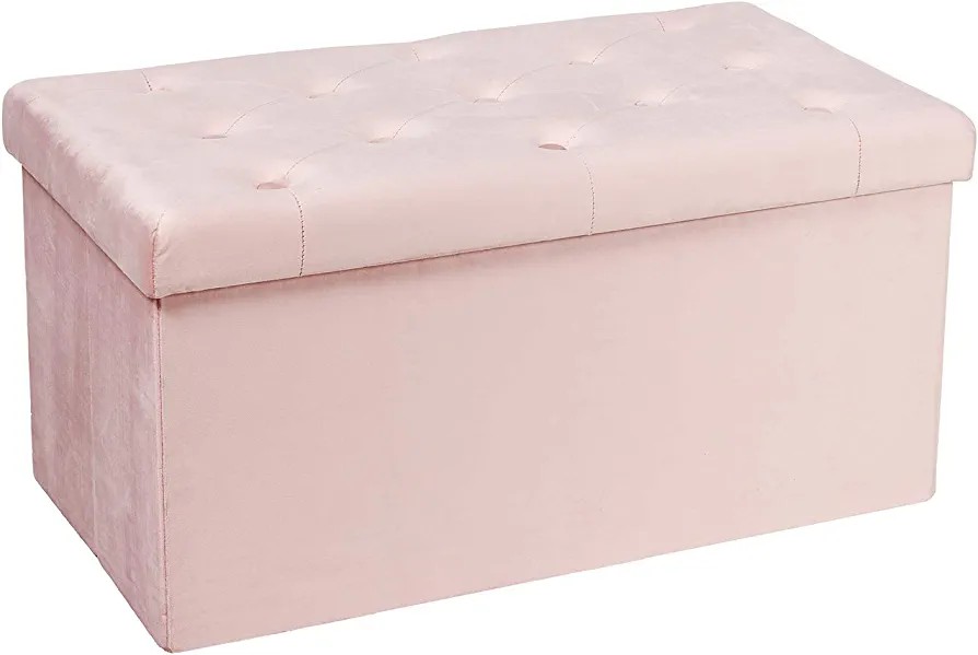 New Velvet Ottoman Storage Benches Folding Stool Soft Cushion Footrest