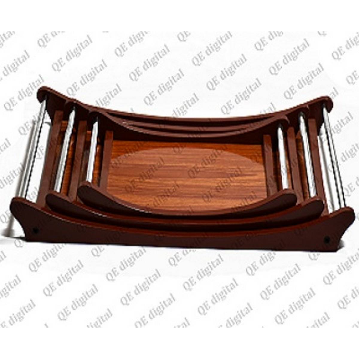 Bamboo Wooden Serving Trays Tea Trays With Stainless Steel Road Handles