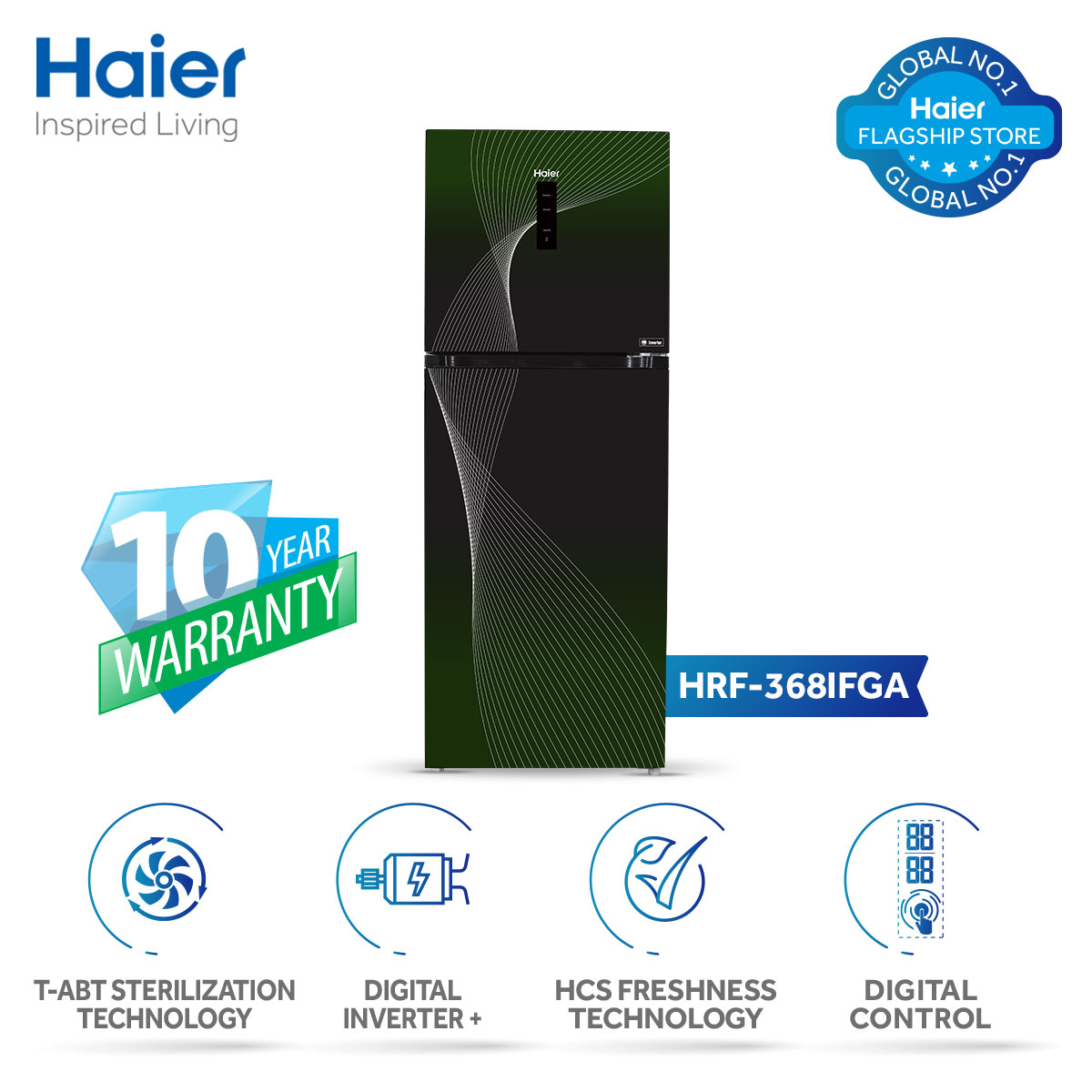 Haier 14 Cu Ft/digital Inverter/hrf368ifga (fresher & Hcs Technology