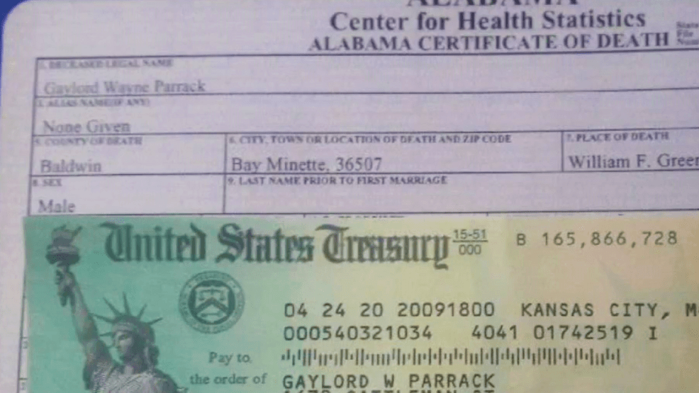Alabama woman surprised when she receives stimulus check for her dead