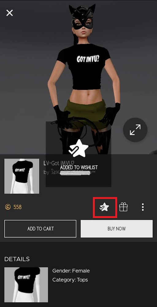 How to use the Wishlist on IMVU Mobile