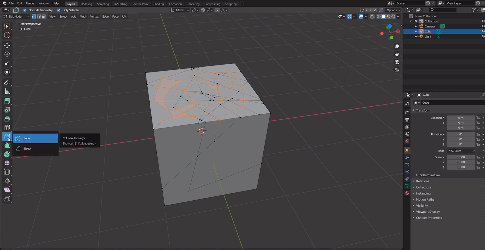 Tutorial Blender Knife e Bisect Render Blog