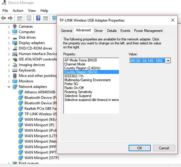 Archer T2UH AC600 5Ghz Wifi network not visible Windows 10 64Bit
