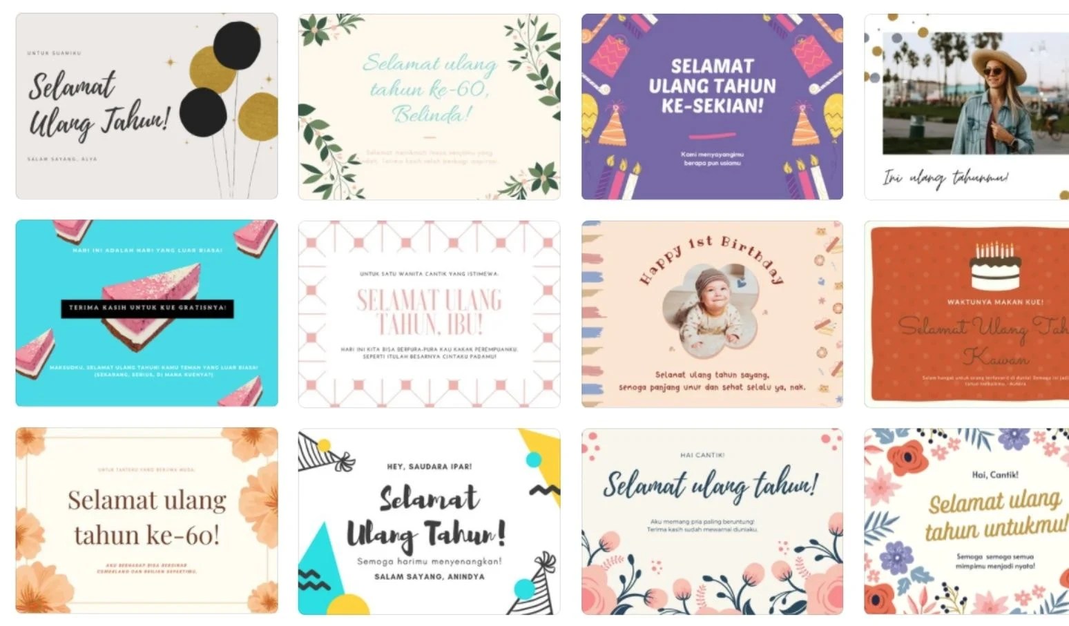 Desain Kartu Ucapan Ulang Tahun Online, Gratis Canva