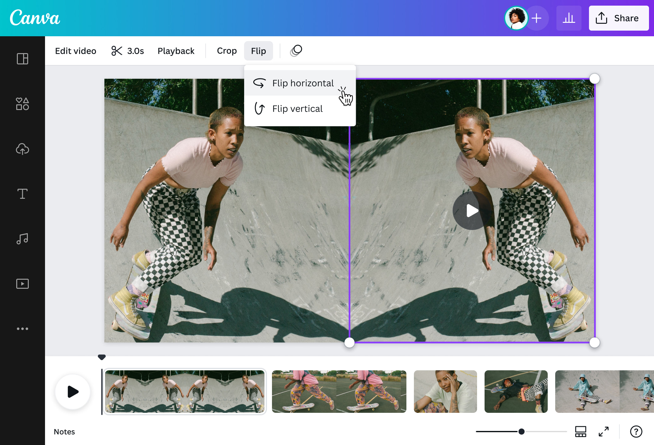 Effet miroir vidéo retourner vos vidéos en ligne Canva