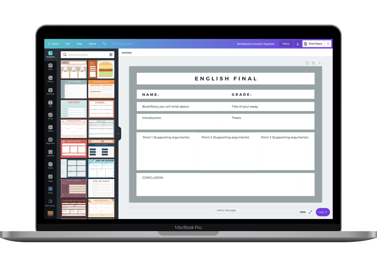 Criar tabela organizadora Canva